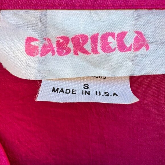 Gabriella Vintage Womens Button-Up Hot Pink Long Roll Tab Sleeve Blouse Small - Picture 6 of 10